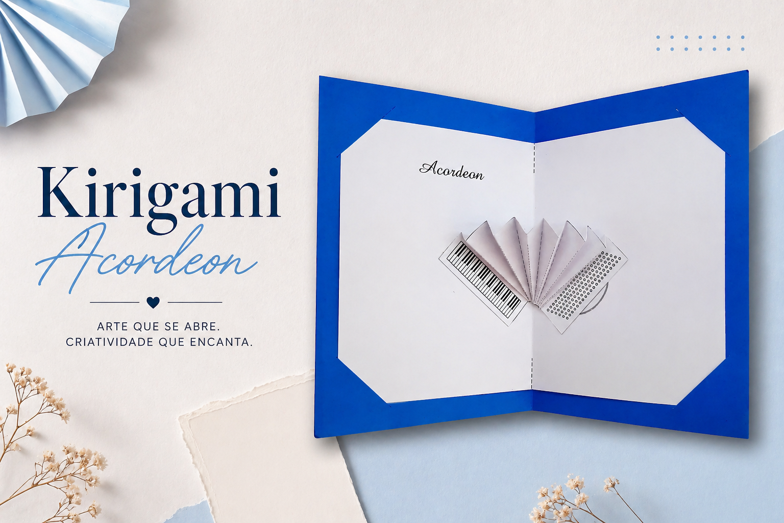Aprenda como criar um incrível kirigami 3D acordeon passo a passo. Veja dicas, molde em PDF e vídeo completo para iniciantes.