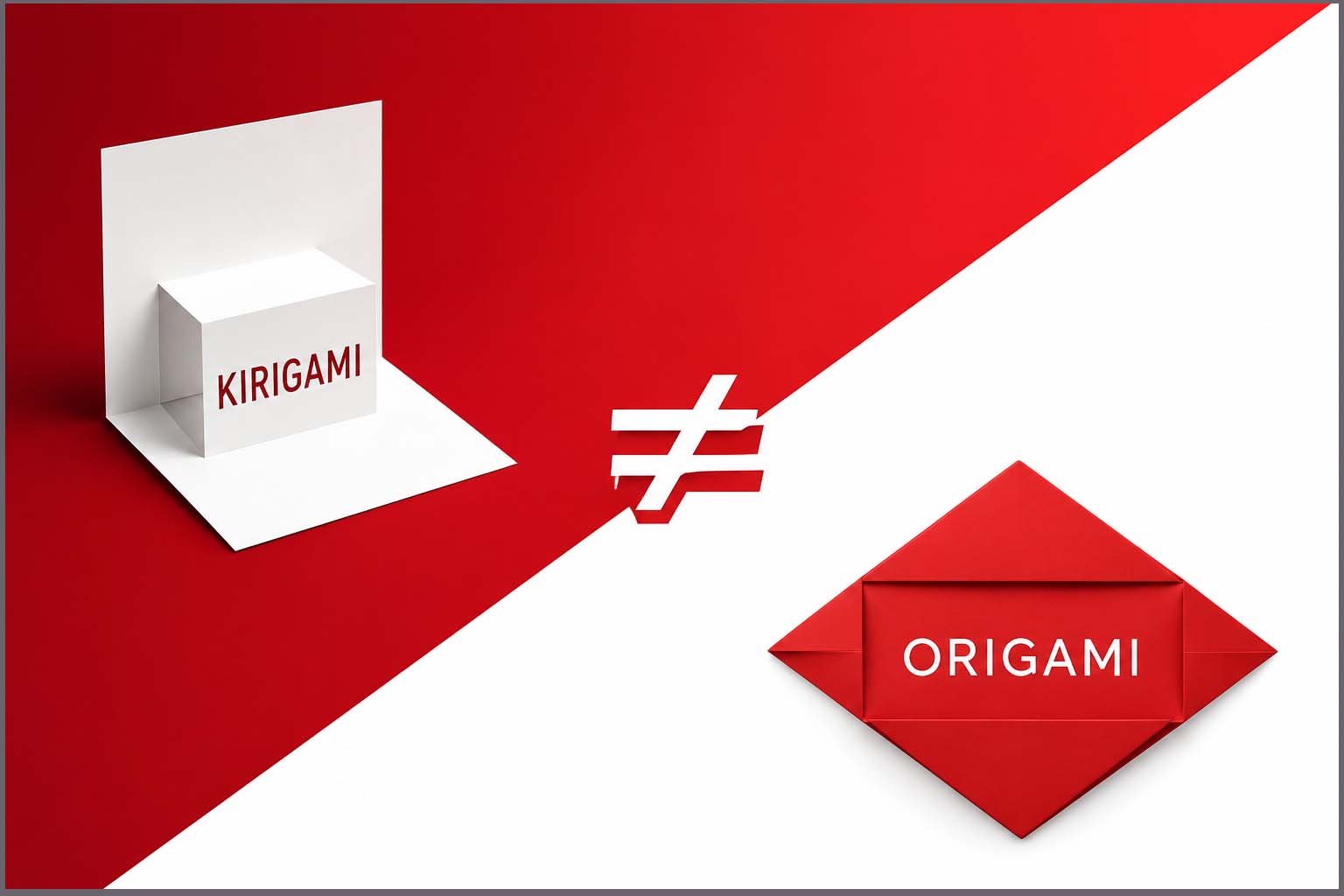 qual a diferença entre origami e kirigami